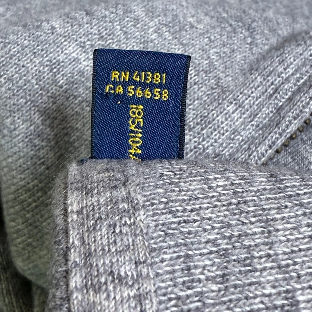 Polo Ralph Lauren Mens Gray Heathered Quarter Zip Pullover Sweater‎ Size Large